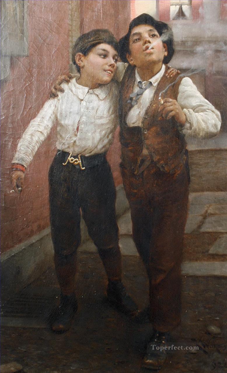 最初のタバコ 1892 カール・ヴィトコフスキー油絵